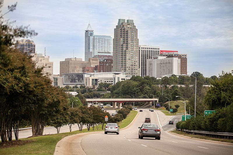 The city of Raleigh skyline