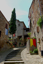 Winding steps on Italian street in Tuscany