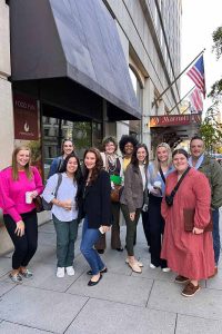 Meredith students and faculty outside hotel in Washington DC