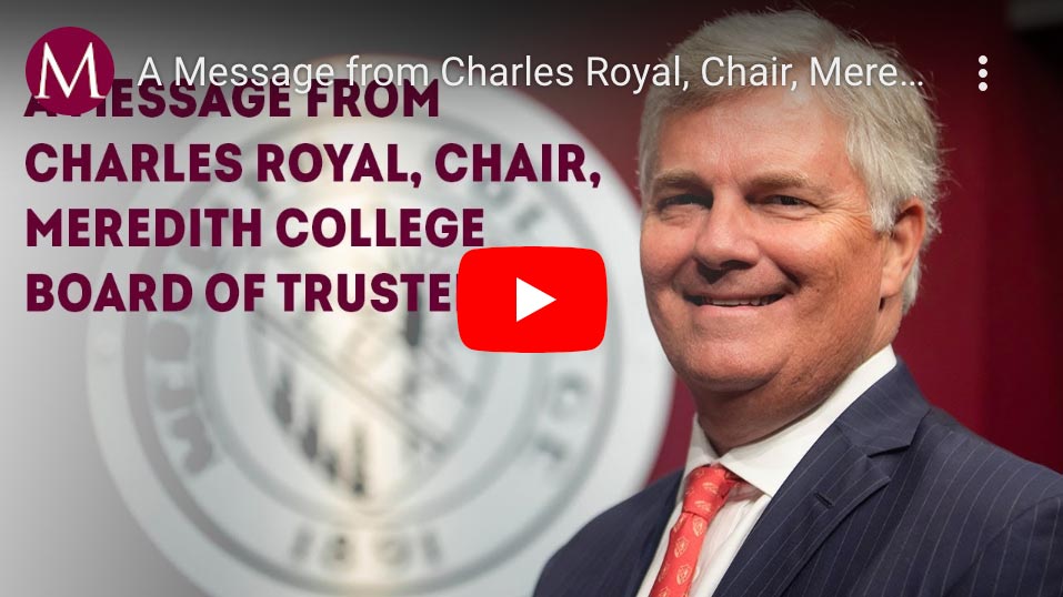 Charles Royal Youtube Video Message about Meredith's Presidential Search 2023-24