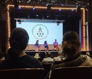 Students listen to a panel at the Italian Film Festival.