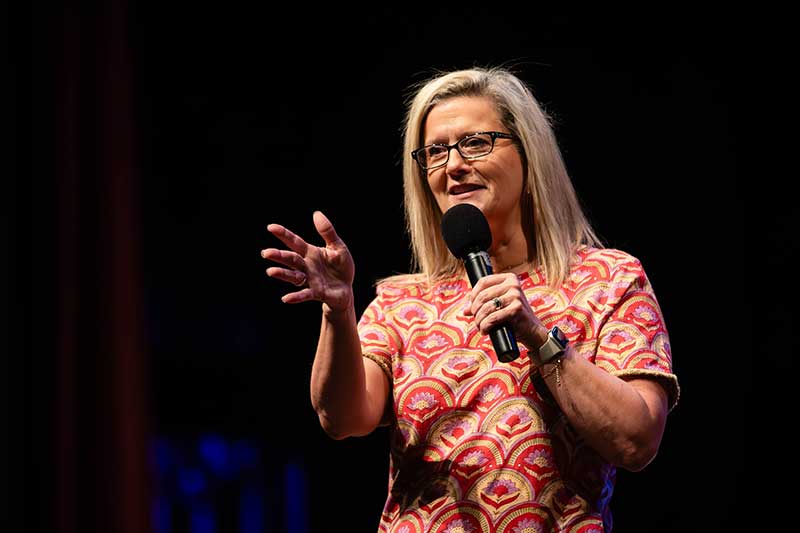 President Aimee Sapp speaks during 2024 Opening of School session