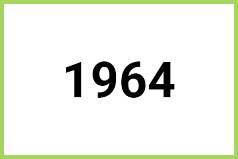 Graphic with Green Border, White Background and numbers 1964 in black text.